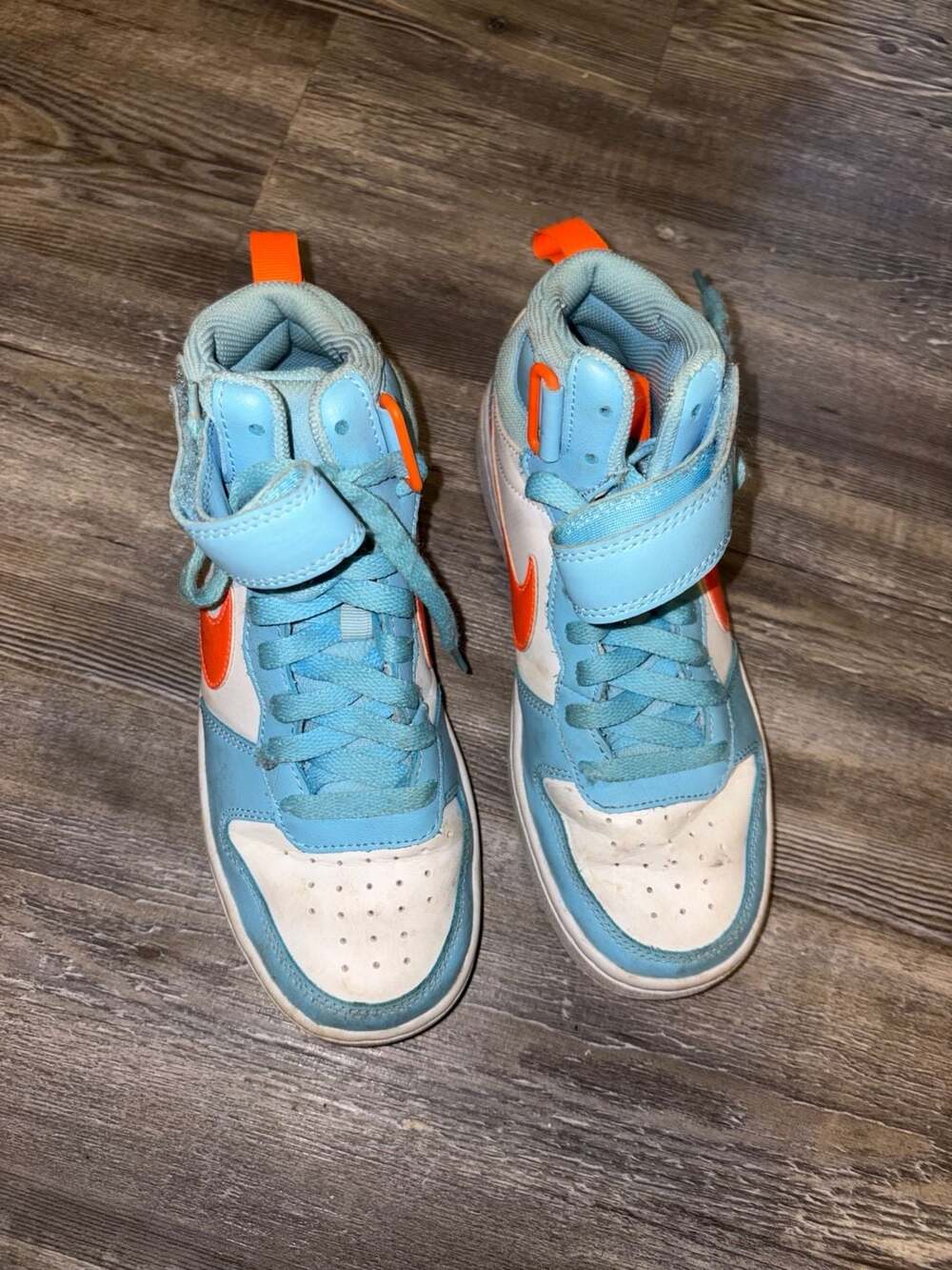 Nike Court Borough Mid 2 Glacier Blue Total Orange Size 5Y